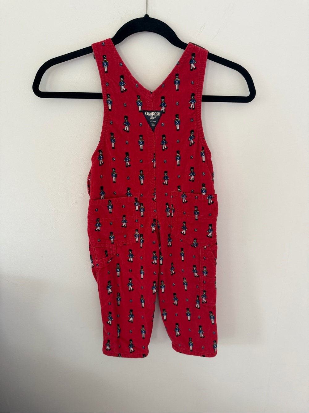 OshKosh B'gosh Red Toddler Overalls with Soldier Print 2T - Picture 4 of 7